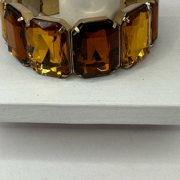 Vintage Sarah Coventry Honeycomb Amber Crystal Stretch Bracelet - Picture 5 of 5